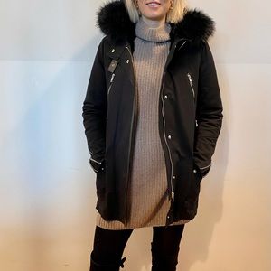 As new Maje faux fur lined jacket with hood